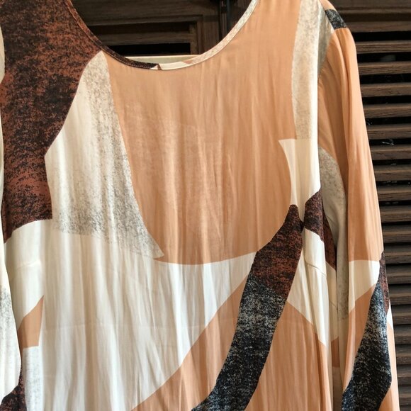 NWT Carmakoma brown peach abstract patterned dress M 18 - Picture 4 of 7